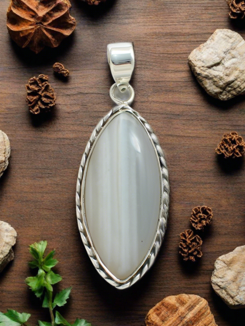 Sterling Silver 925 Necklace with a outlet beautiful Cornish Agate stone