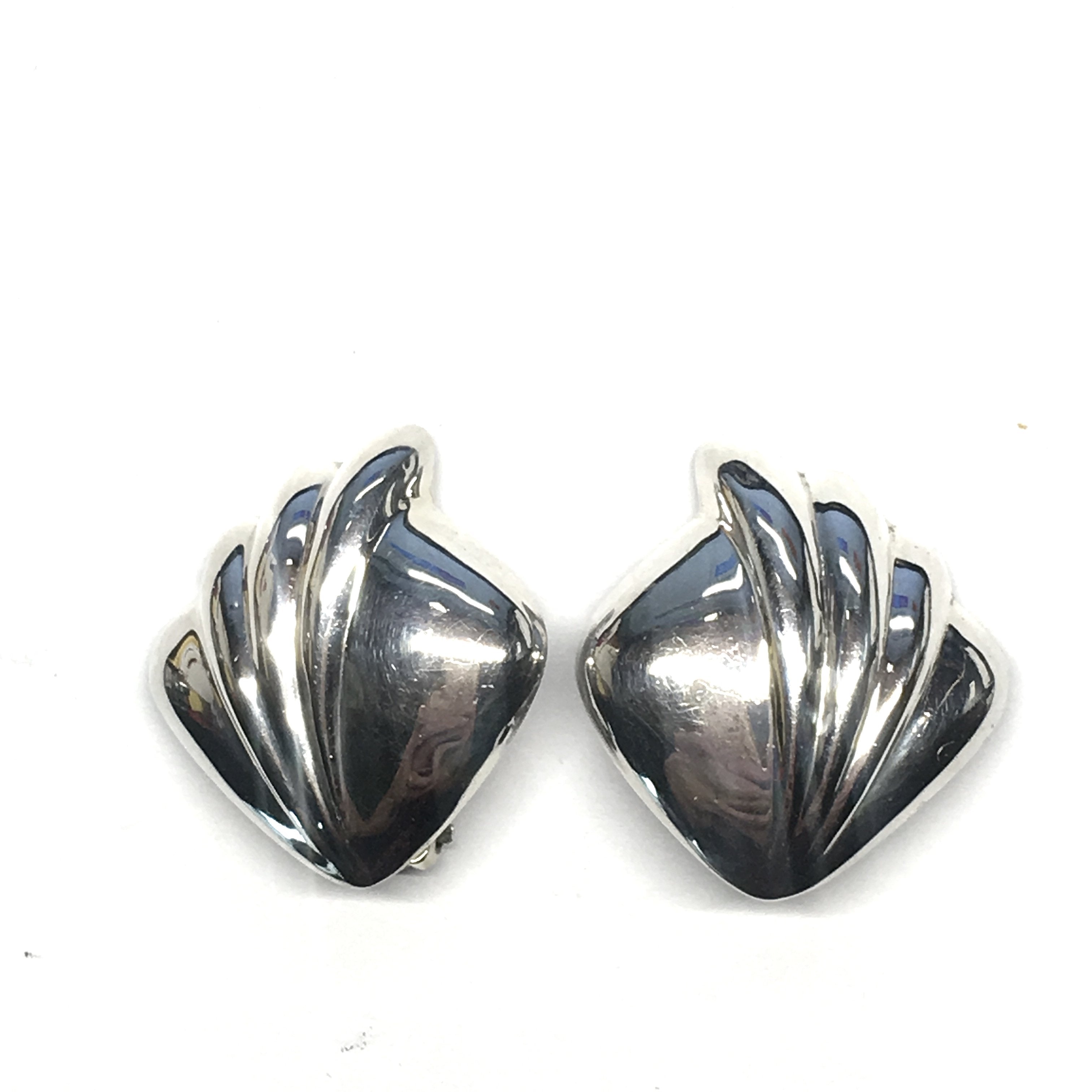 Big Sterling Silver Modernist Designer Bat Ami Clip On Earrings, Bold Sterling Earrings, Designer newest Sterling, Modernist Sterling Earrings