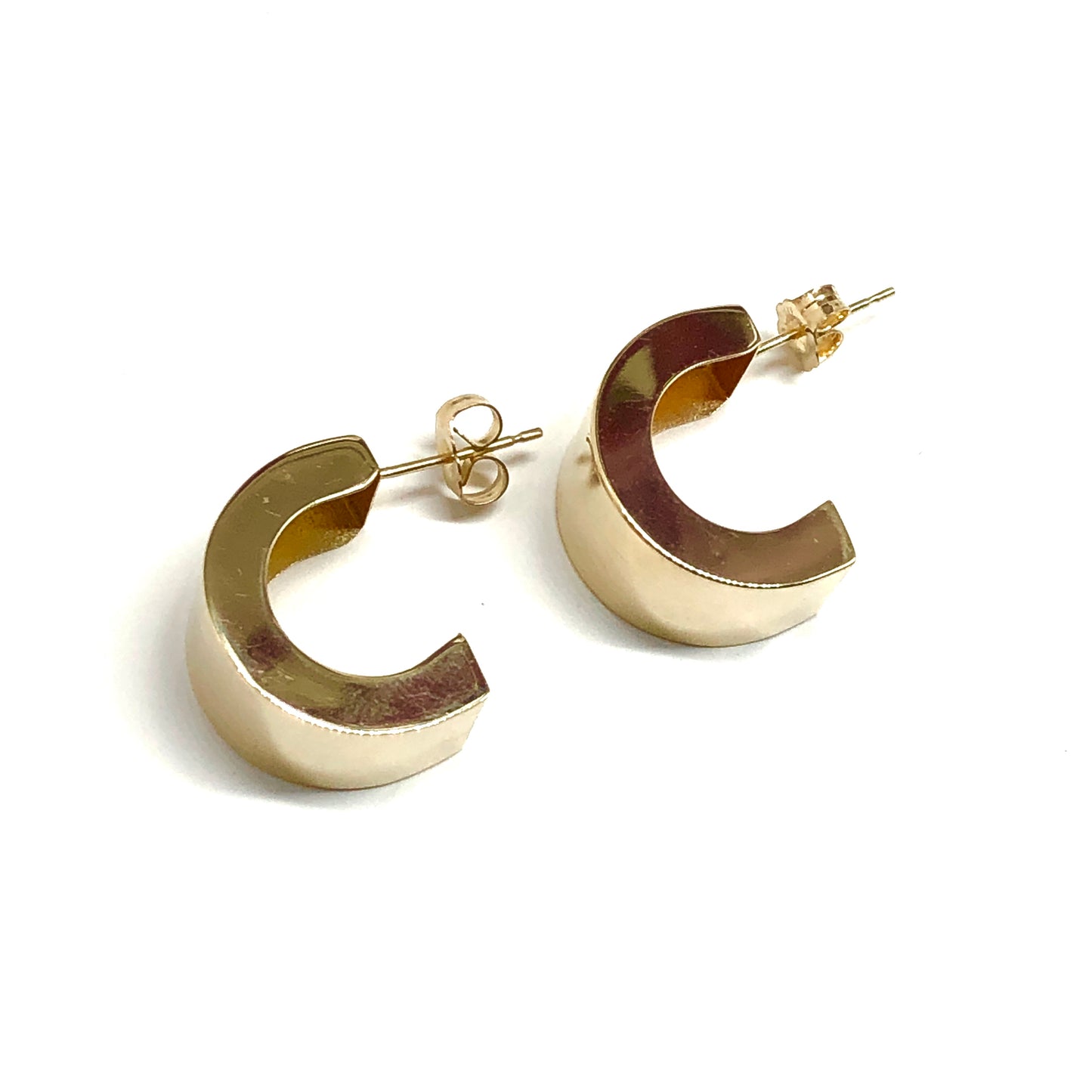 14k Gold Wide Hoop Earrings