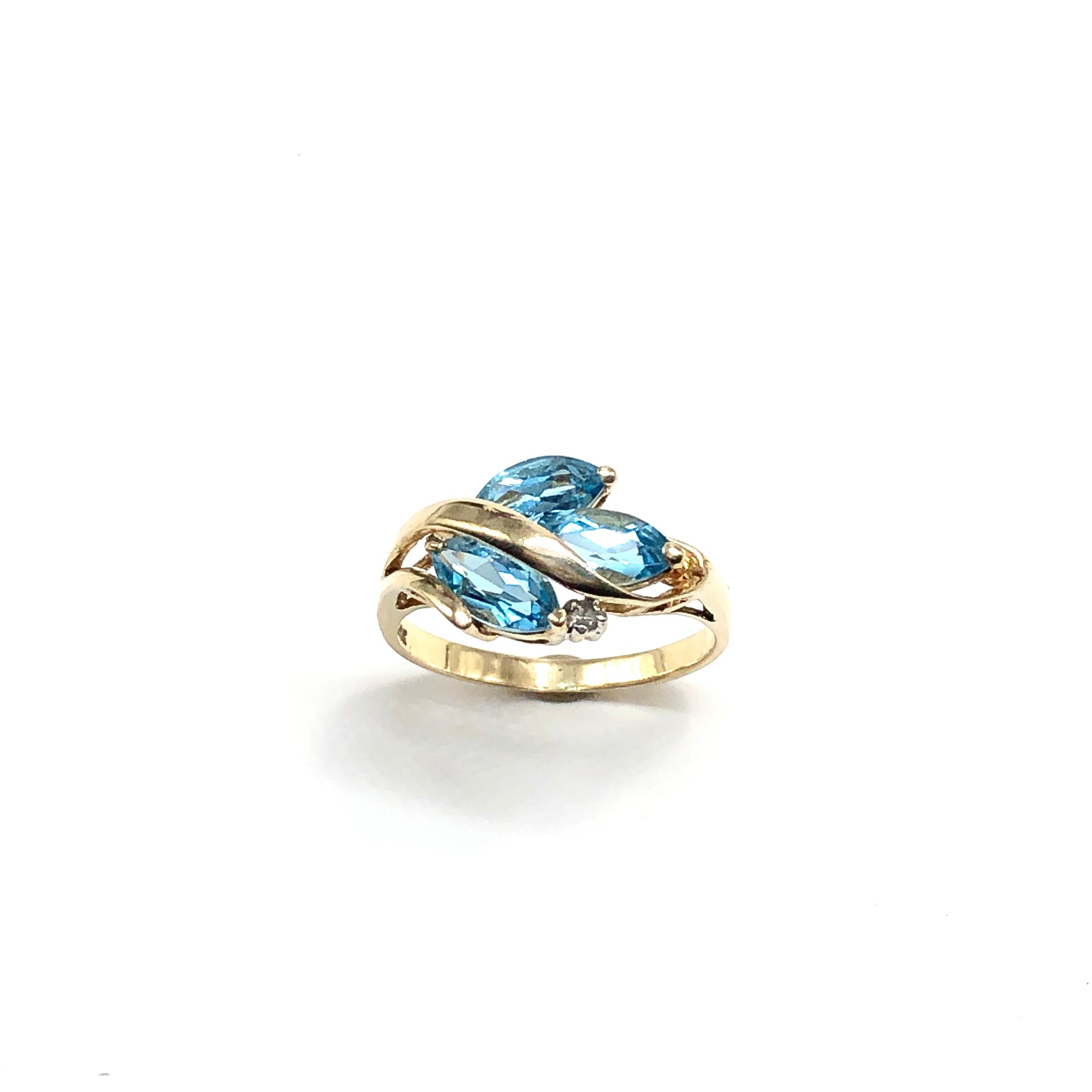 Women's 10k gold marquise blue topaz ring