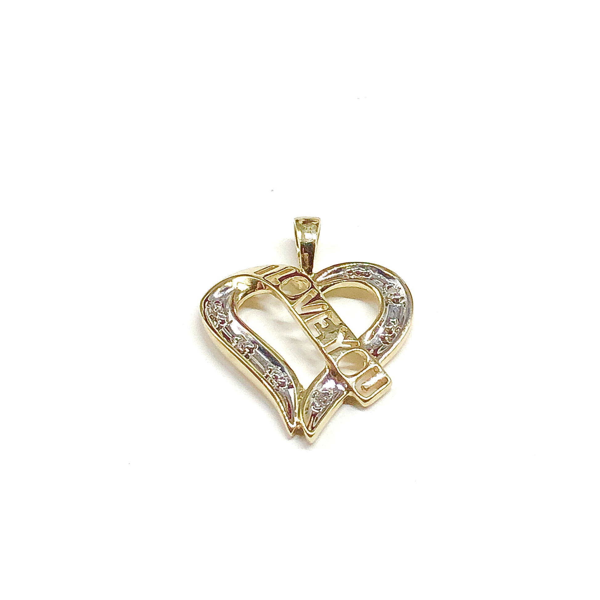 10k Gold Diamond Heart Pendant " I Love You" Statement