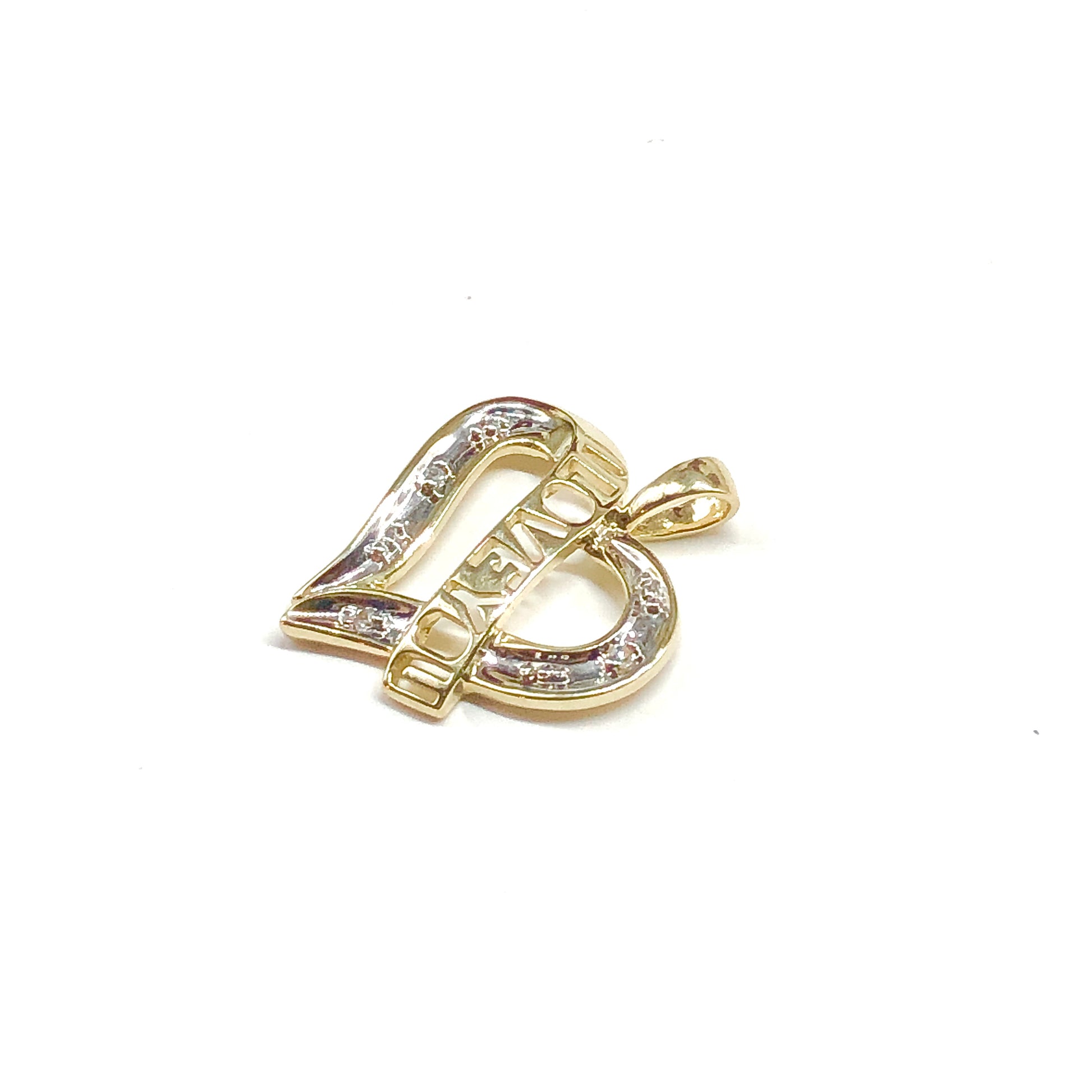 Ladies 10k Gold Diamond Heart Pendant " I Love You"