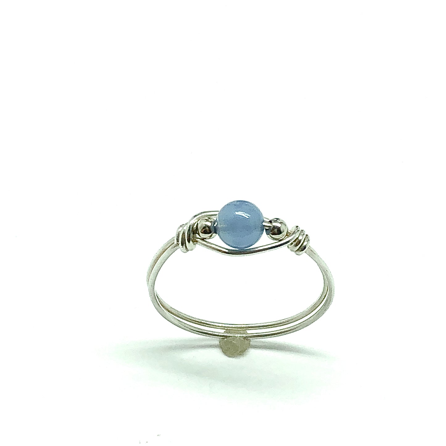 Blingschlingers - 925 Silver Blue Chalcedony Stone Thin Band Style Stack Ring