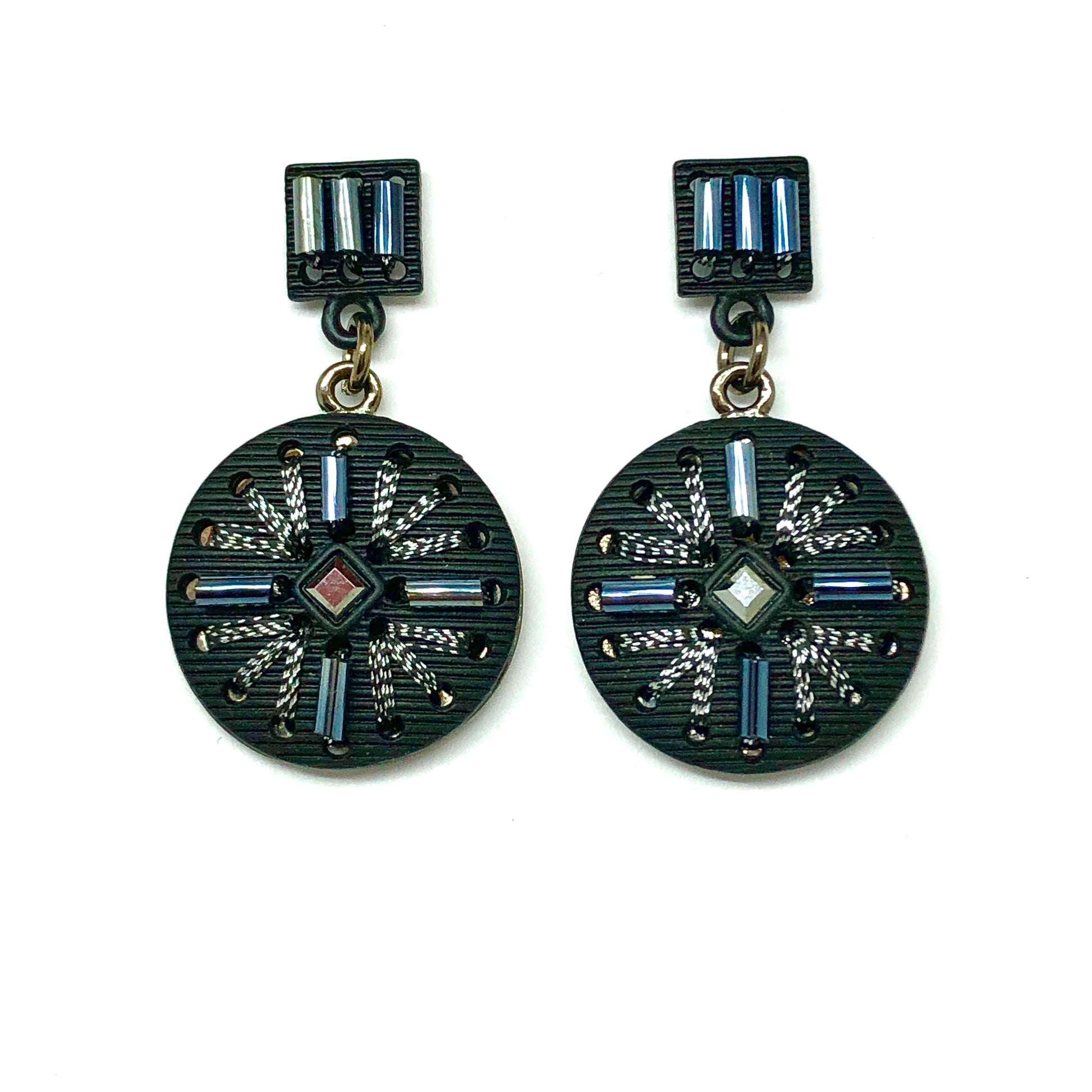 Fashion Jewelry - Womens used Rocker Chic Style Black Button Design Dangle Earrings online in USA