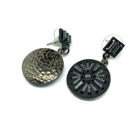 Fashion Jewelry - Womens used Rocker Chic Style Black Button Design Dangle Earrings