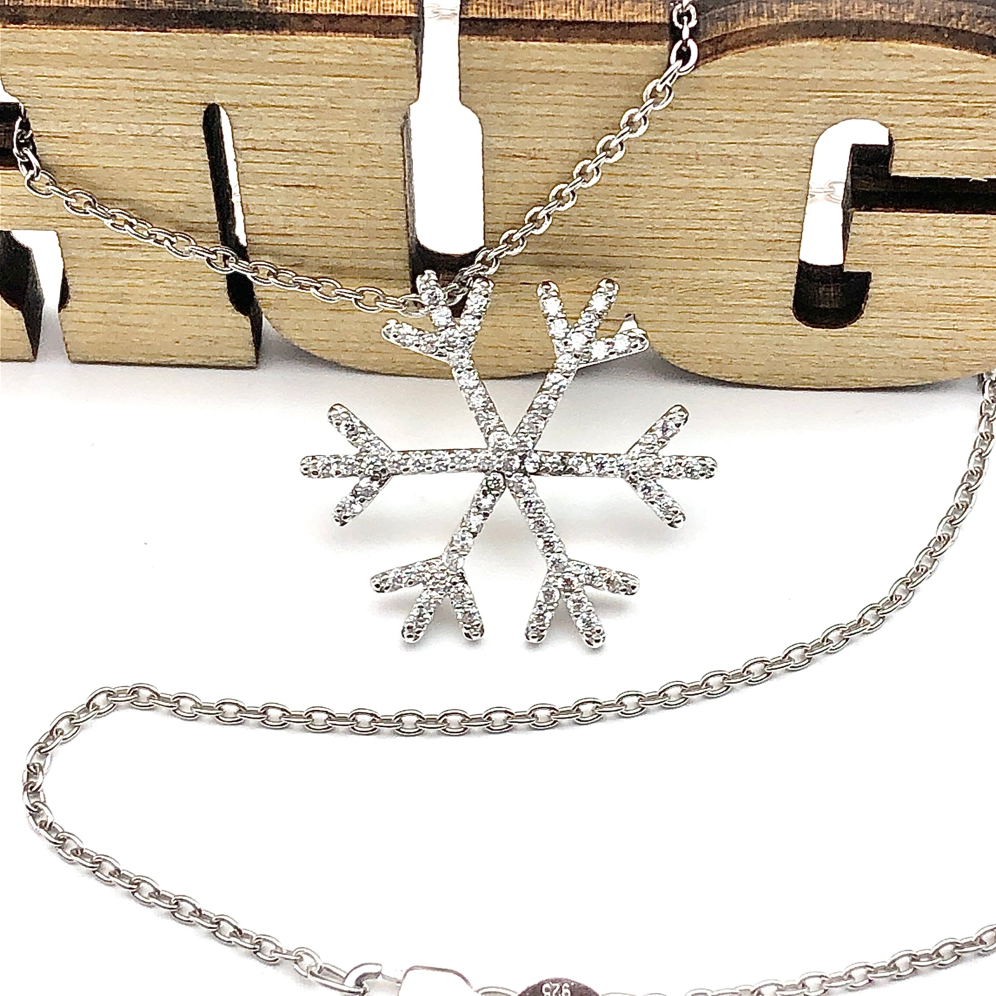 Cold Shoulder Attitude any time of Year!  | Womens 925 Sterling Silver Crystalized Snow Flurry Pendant Necklace