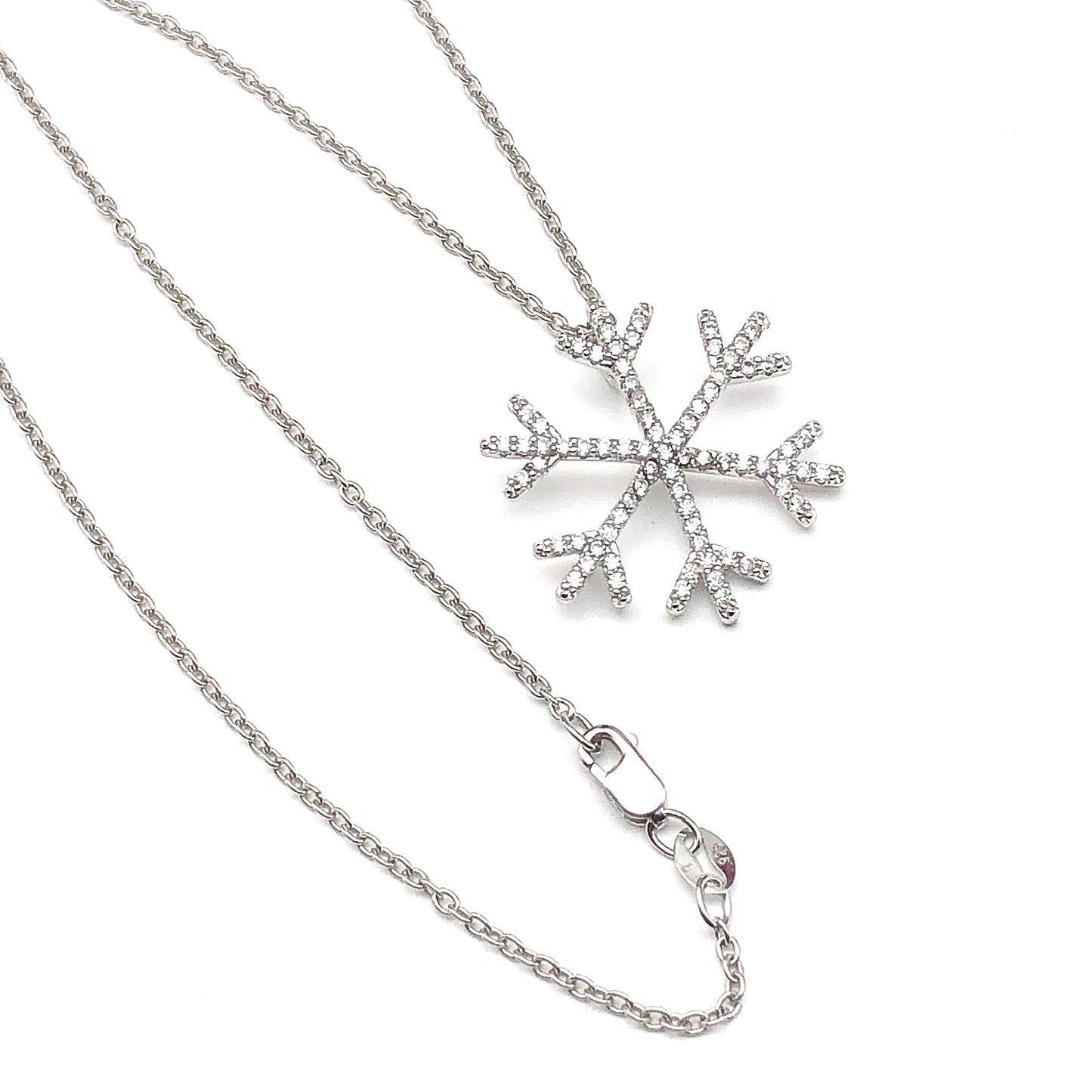 Silver Necklace | Charm Necklace | 925 Sterling Crystalized Snow Flurry Pendant Necklace