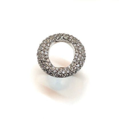 Sterling Silver Ring, sz7.5 Glittering Bold Statement Oval CZ Stone Cocktail Ring