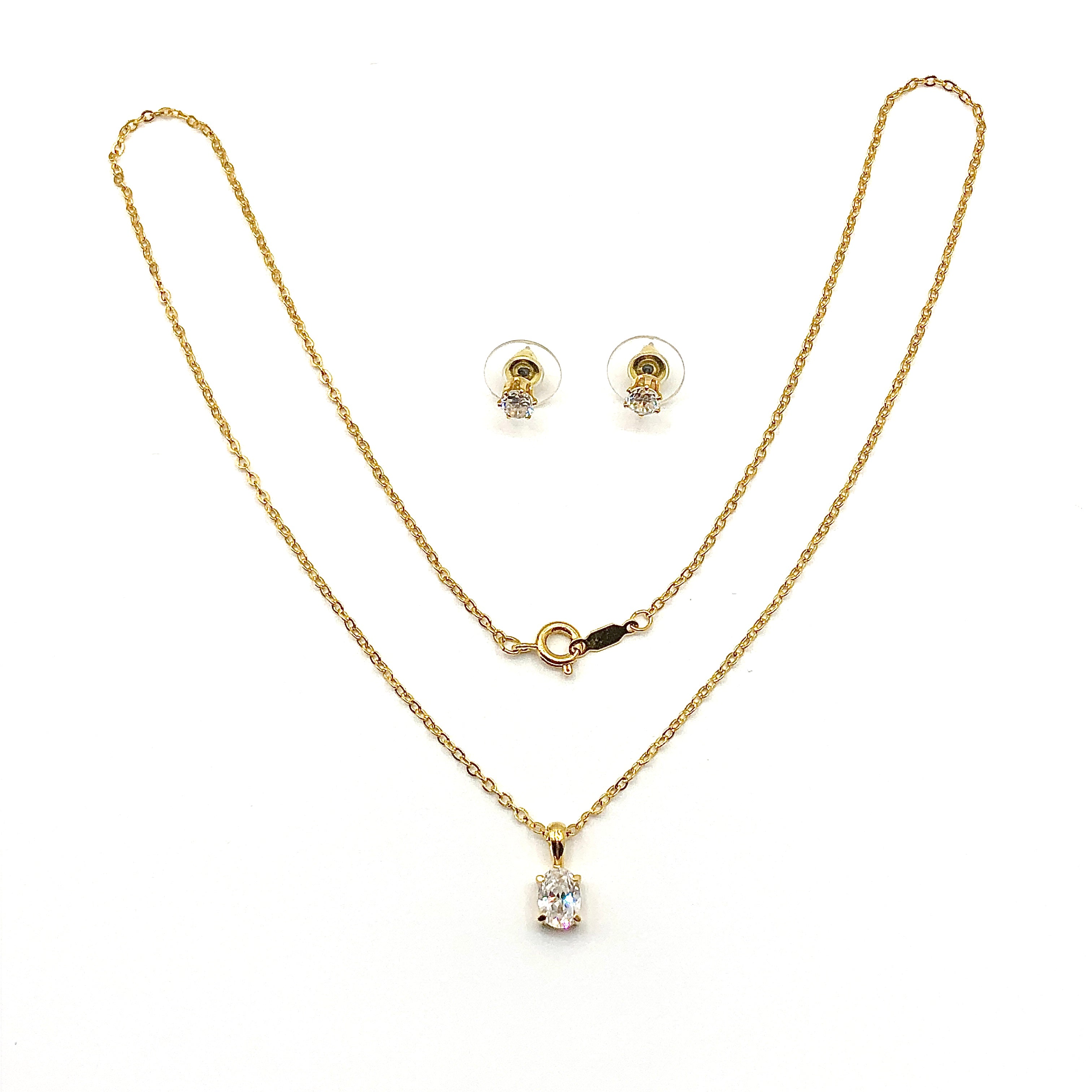 14k yellow gold deals zirconia set , chain, earrings&pendant