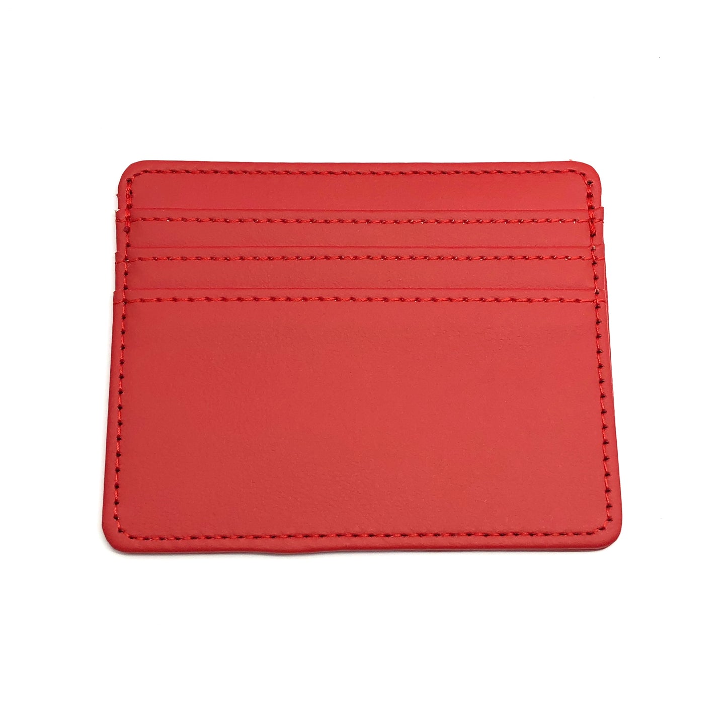 Credit Card Holder Wallet, 4in Red Faux Leather Thin Slim Profile Wallet