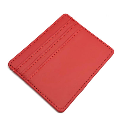 Credit Card Holder Wallet, Womens Red Faux Leather Thin Slim Profile Wallet