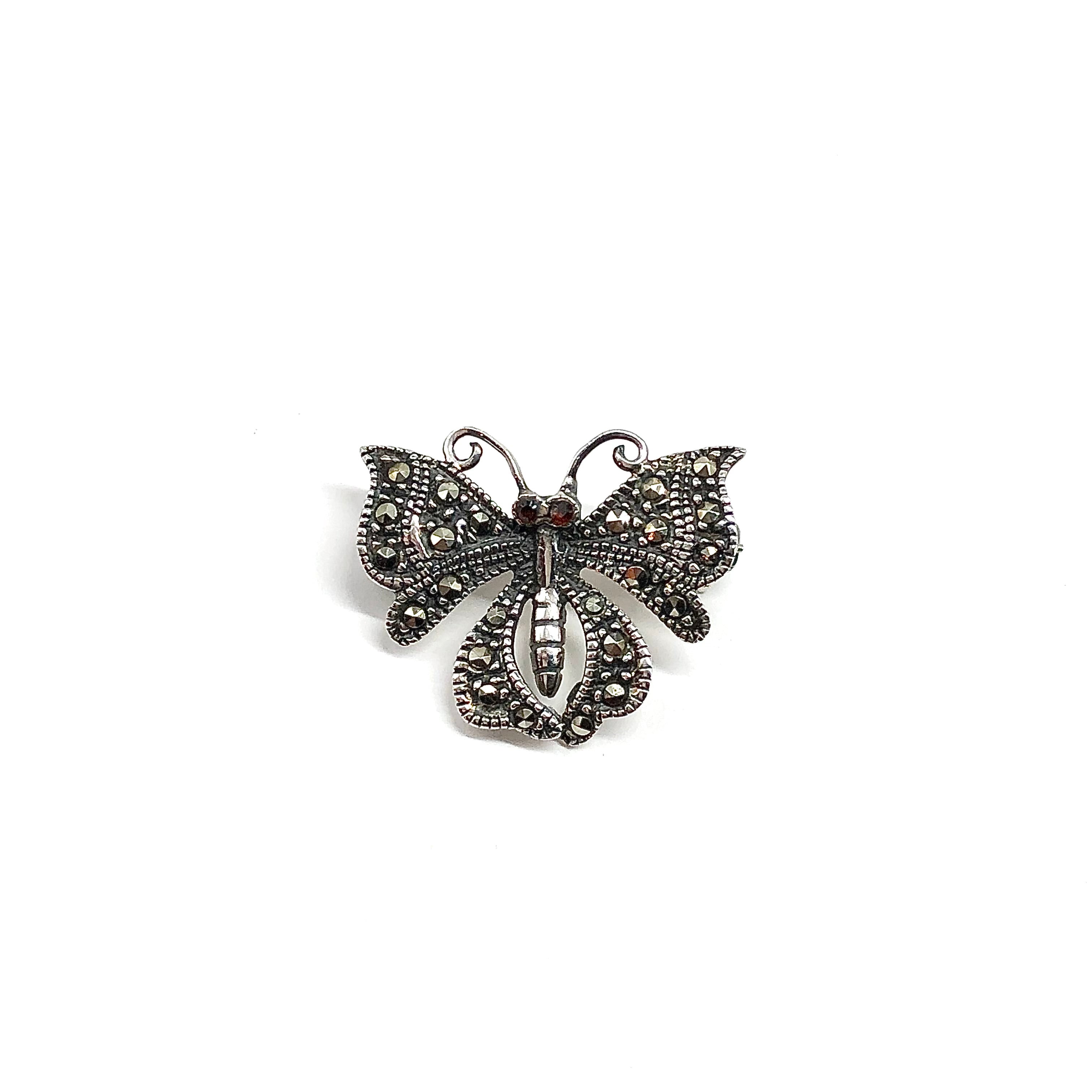 Vintage Marcasite Sterling Silver Butterfly retailer Pin Brooch