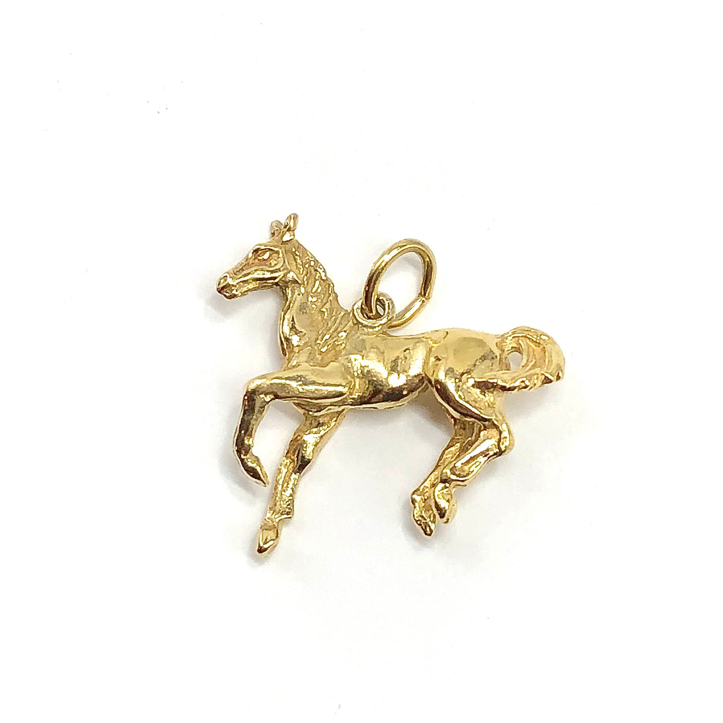 3D Charm, Sterling Silver The Golden Gelding Horse Pendant