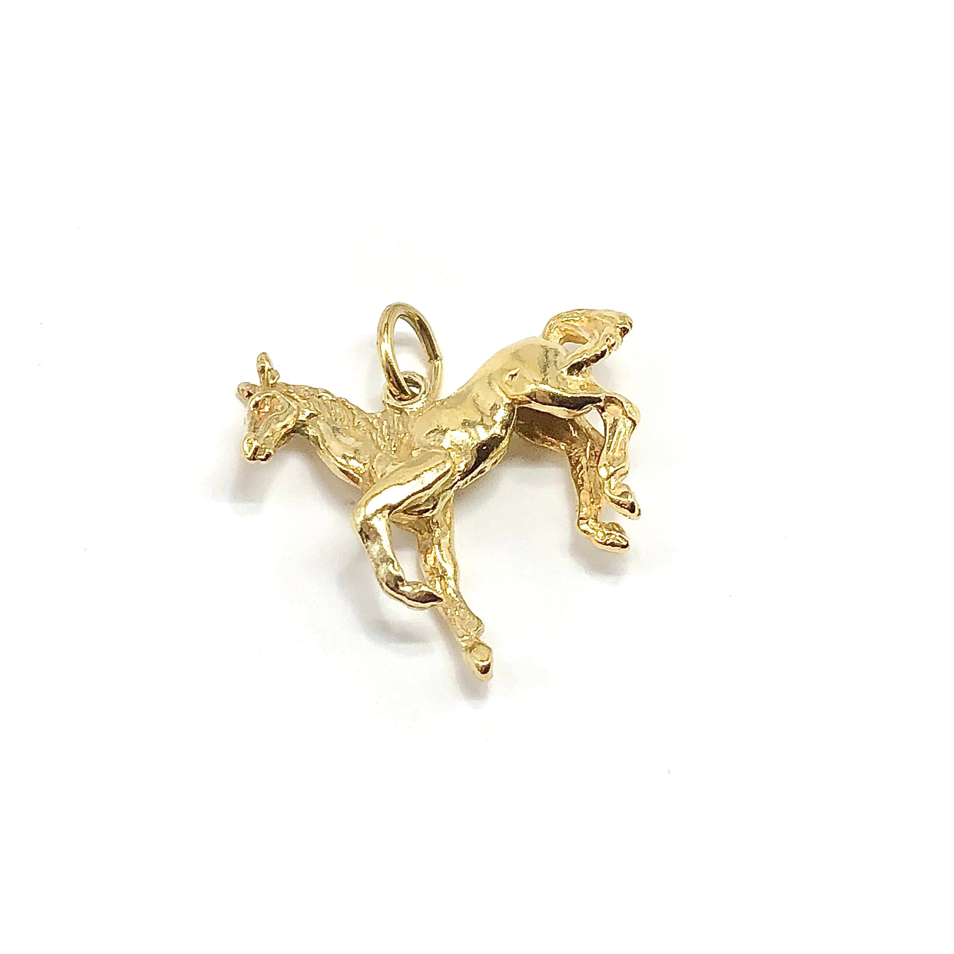 3D Charm, Sterling Silver Gold 3-D Bracelet Charm Horse Pendant