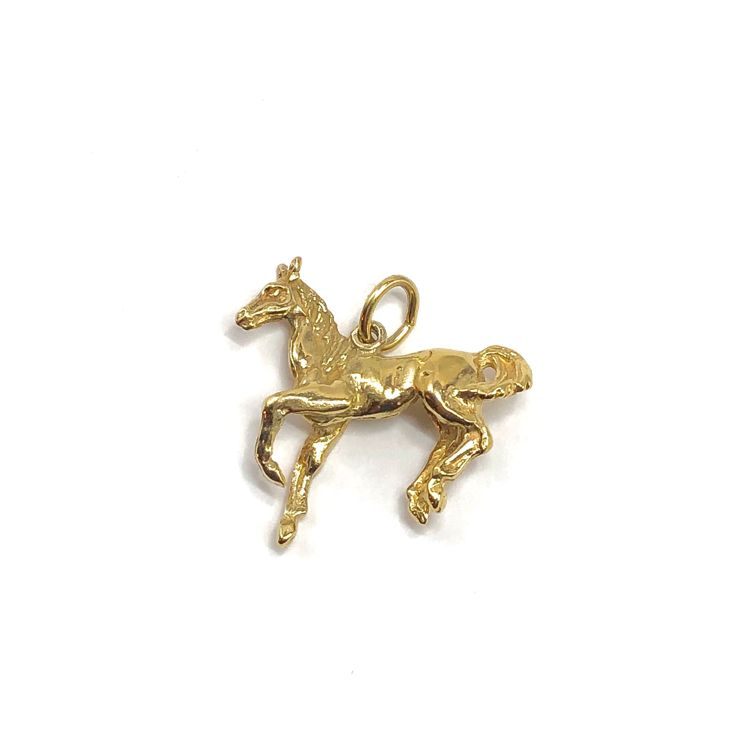 3D Charm, Sterling Silver Gold 3-D Bracelet Charm Horse Pendant