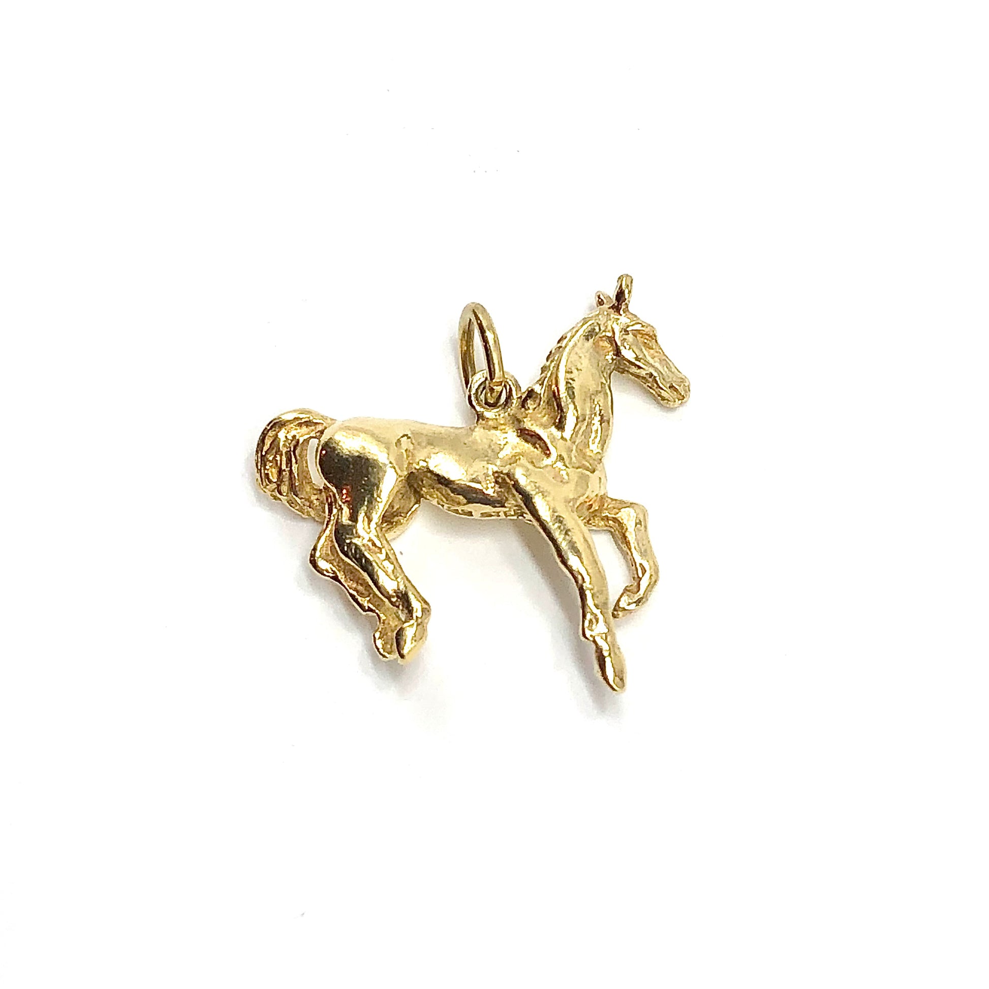 3D Charm, Sterling Silver Gold 3-D Bracelet Charm Horse Pendant