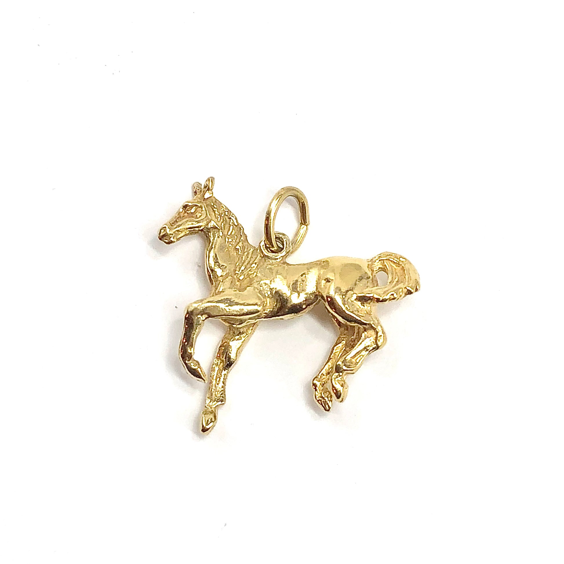 3D Bracelet Charm, Sterling Silver Gold 3-D Bracelet Charm Horse Pendant