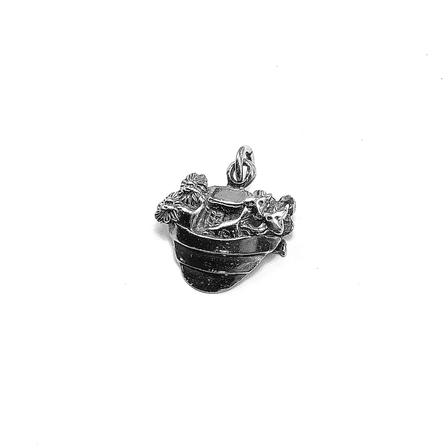 Cute Noah's Arc Design Sterling Silver 3D Charm