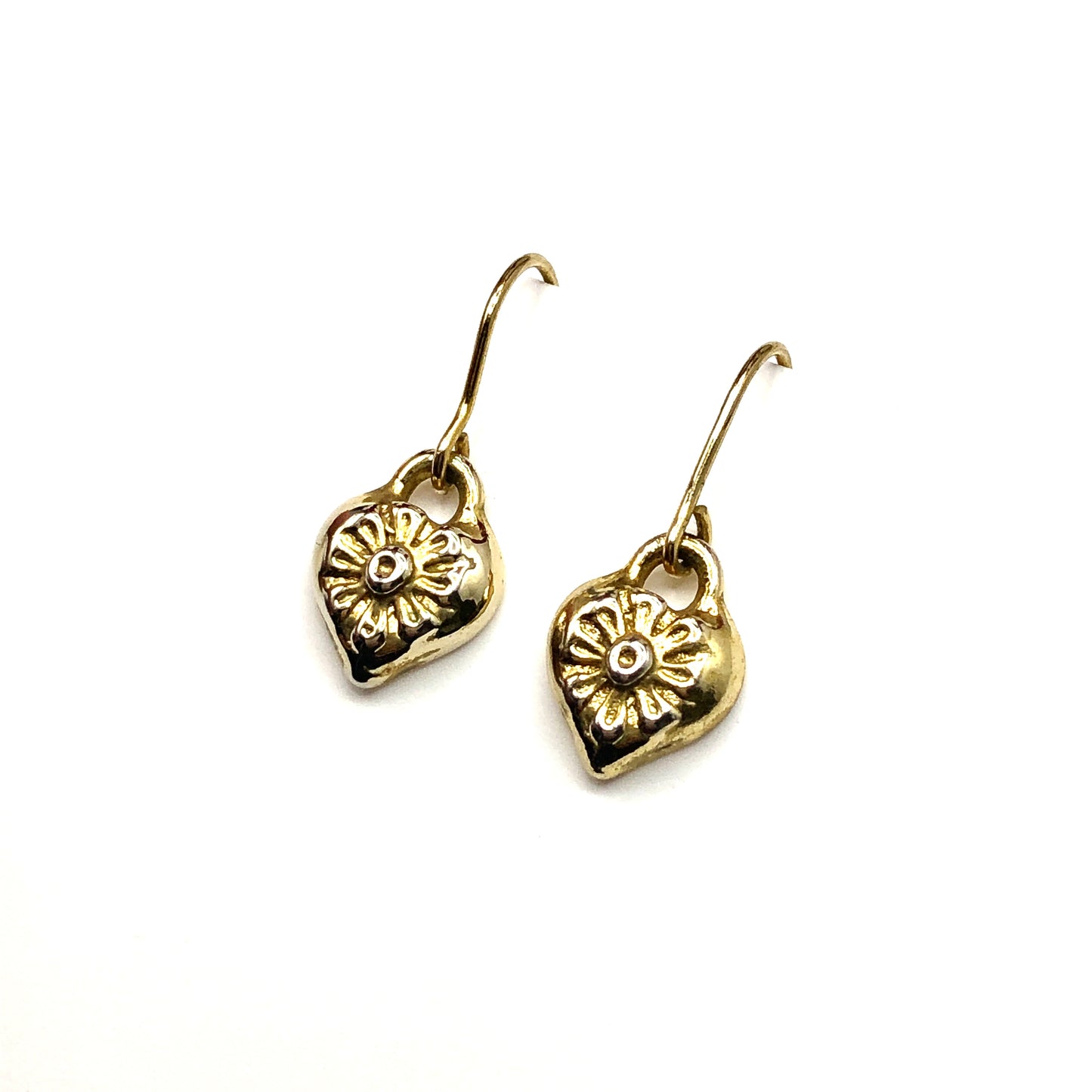 Earrings Womens Cute Small Gold Floral Heart Short Drop Earrings