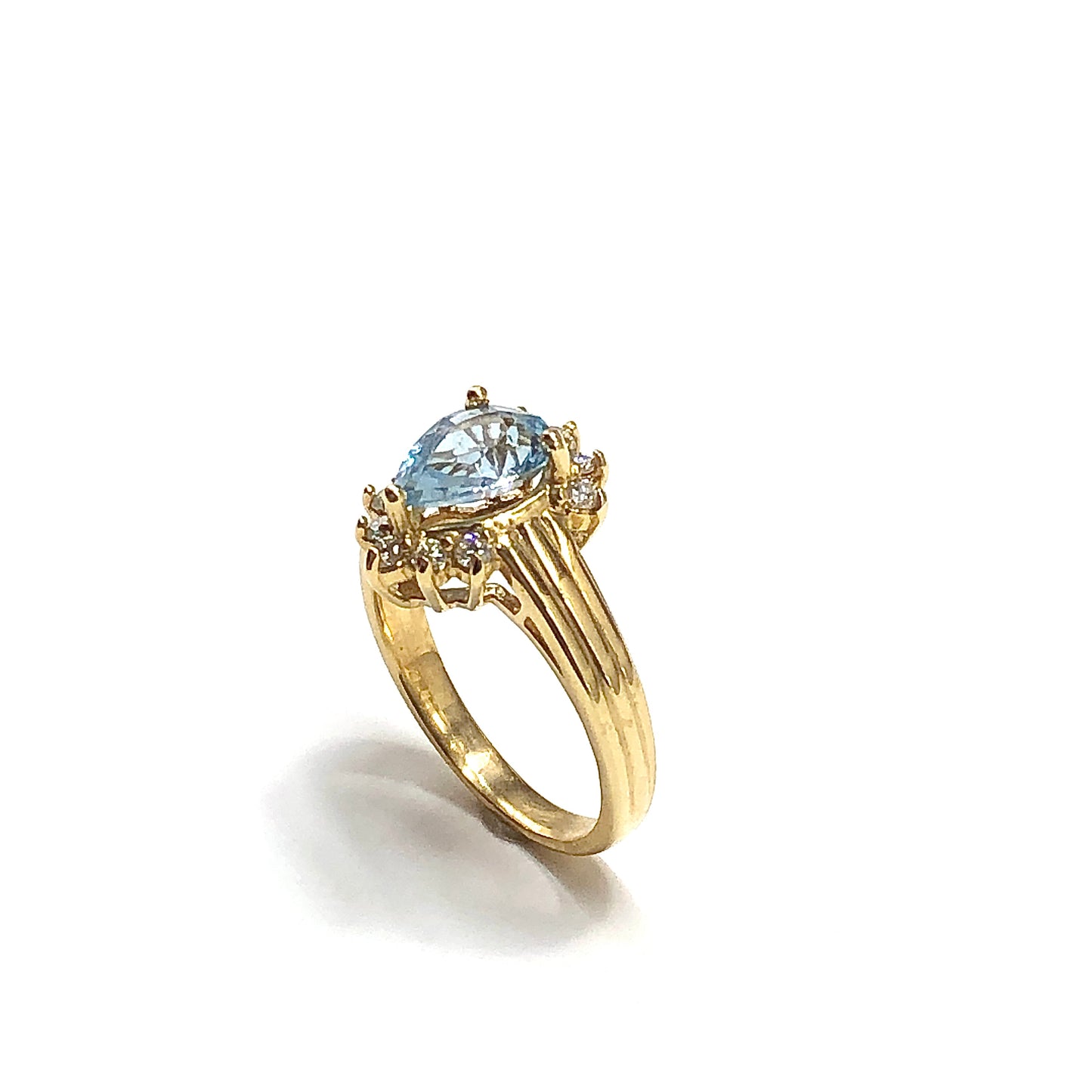 14k Gold Aquamarine Diamond Ring sz 5.75