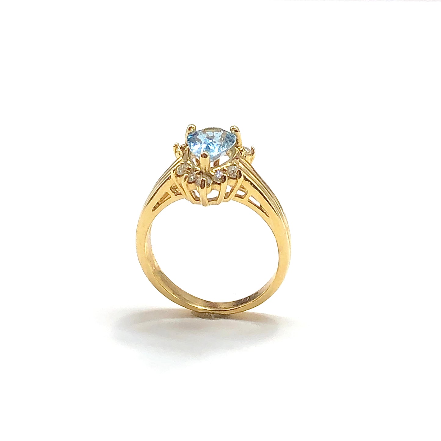 14k Gold Aquamarine Diamond Ring sz 5.75