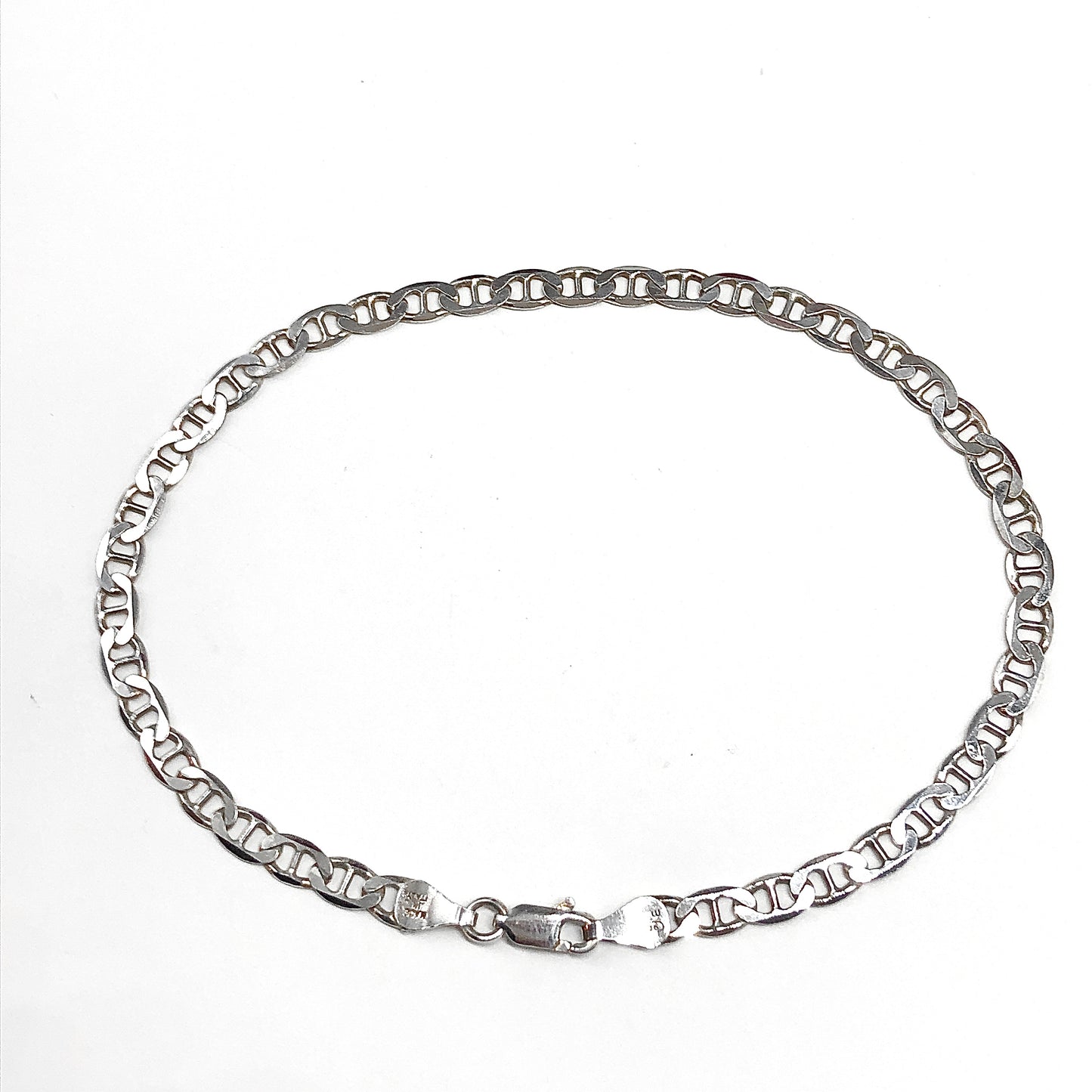 Anchor Chain Bracelet 10" 925 Sterling Silver Mariner Link Bracelet