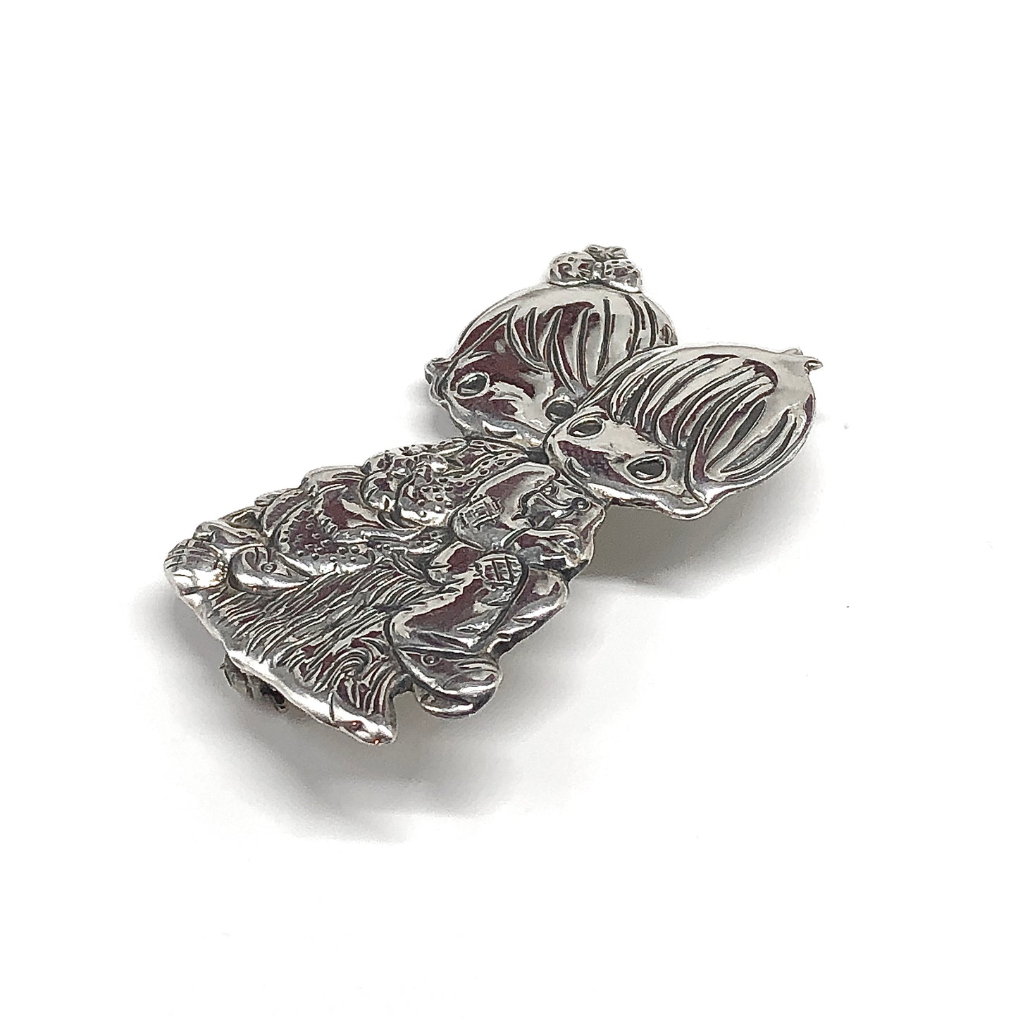 Precious Moments Sitting on Tree stump Sterling Silver Brooch