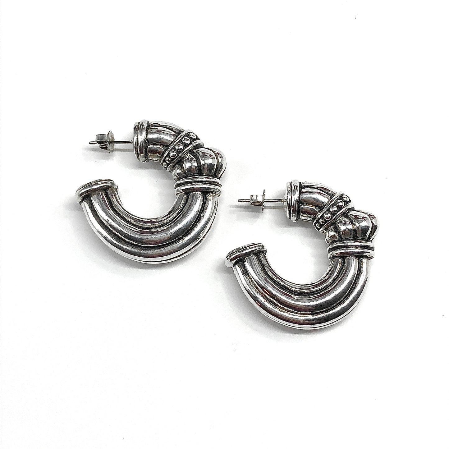 Silver Hoop Earrings Etruscan Style Sterling Silver Hoops