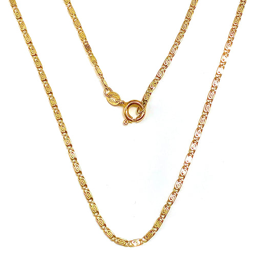 14k Gold Necklace 16.25" Vintage Specialty Chain Scrolling Snail Link Necklace