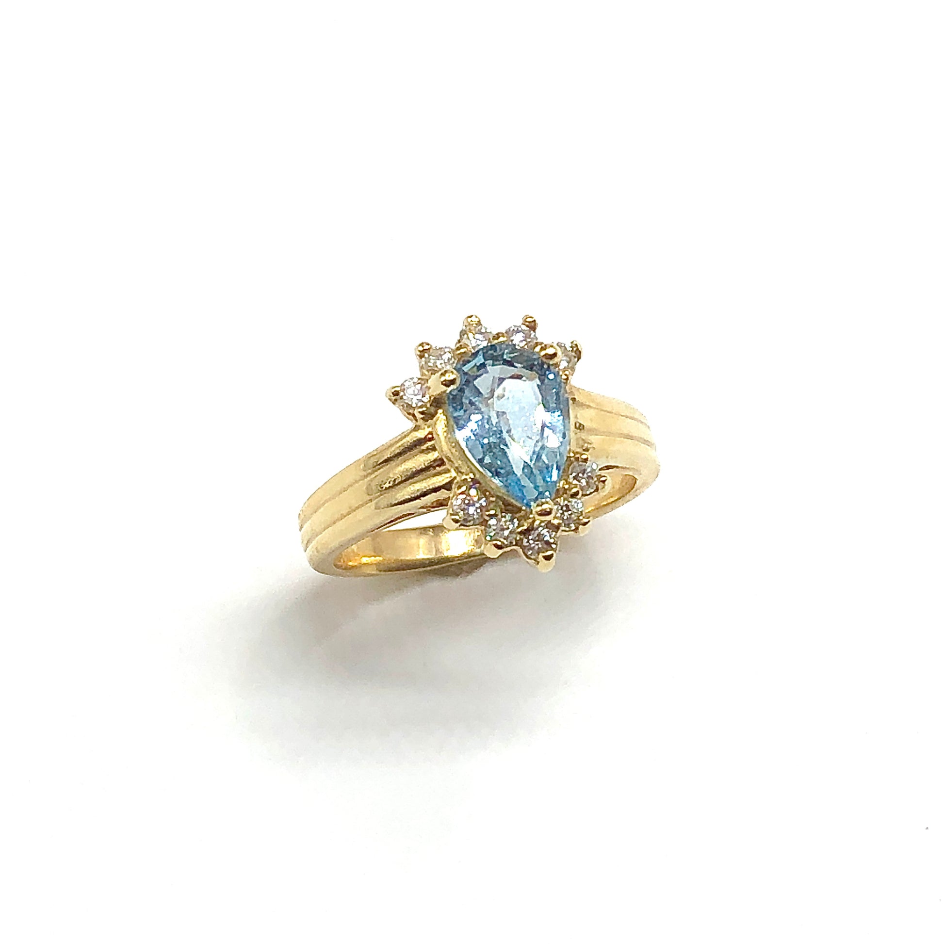 14k Gold Ring Aquamarine Birthstone Ring