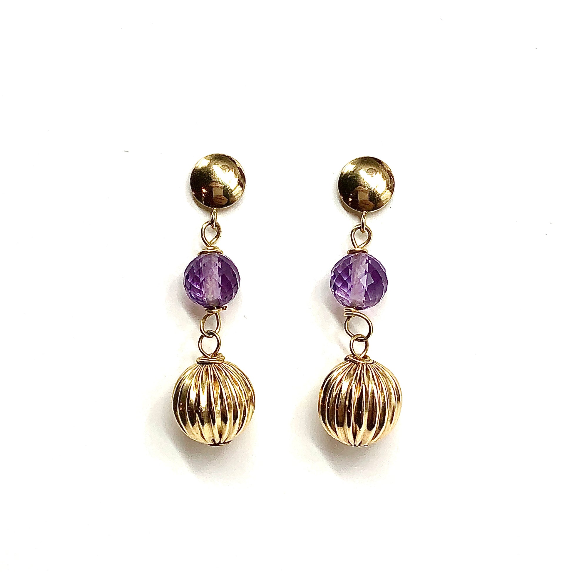 Women's 14k Gold Amethyst Birthstone Earrings