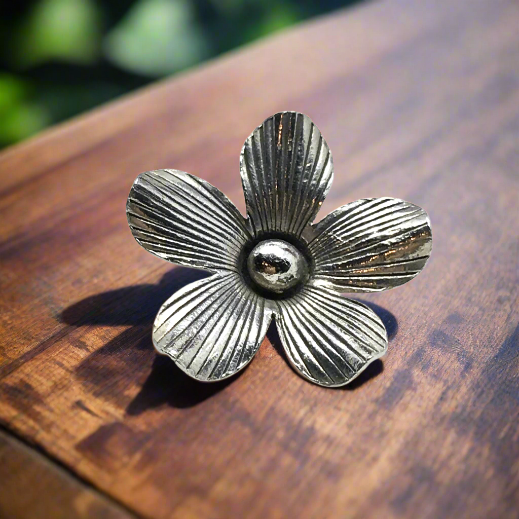 Jewelry Finding - 23mm .999 Sterling Silver 3D Flower Charm w/ Jumpring - Designer Shiana 2005