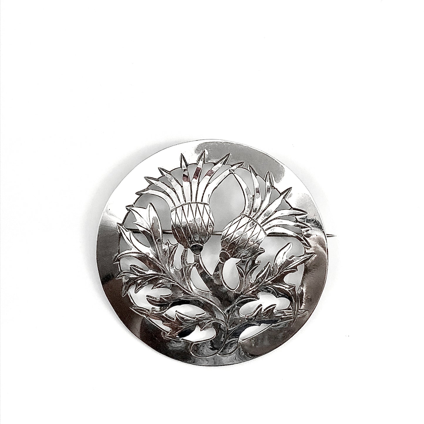 925 Sterling Silver Brooch Scottish Thistle Flower Pin