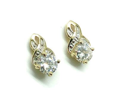 Infinity Design Sparkly Cz Stud Style 10k Gold Earrings
