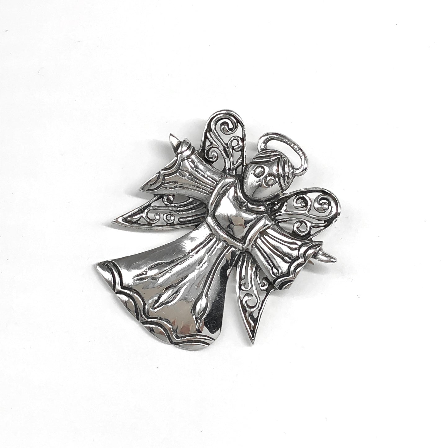 Estate Jewelry - Open Arms Angel Pendant 925 Sterling Silver Convertible Brooch to Pendant