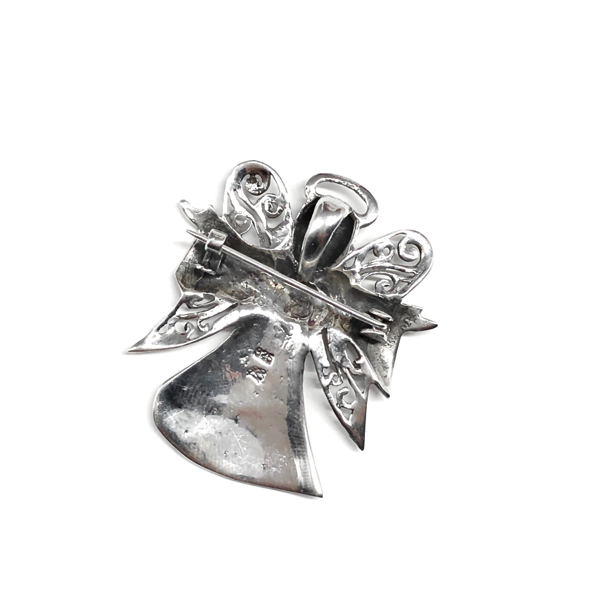 Open Arms Angel Pendant 925 Sterling Silver Convertible Brooch to Pendant