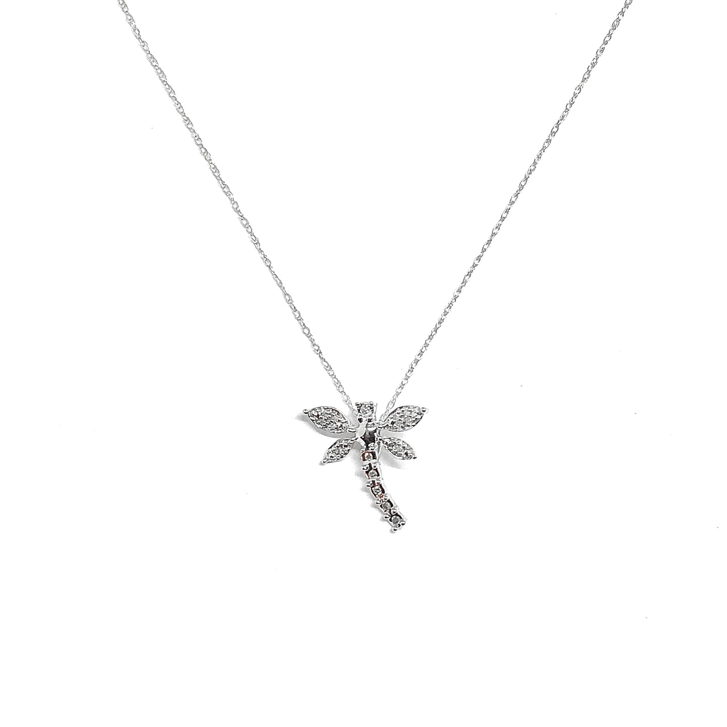 Diamond Dragonfly Pendant only 10k White Gold