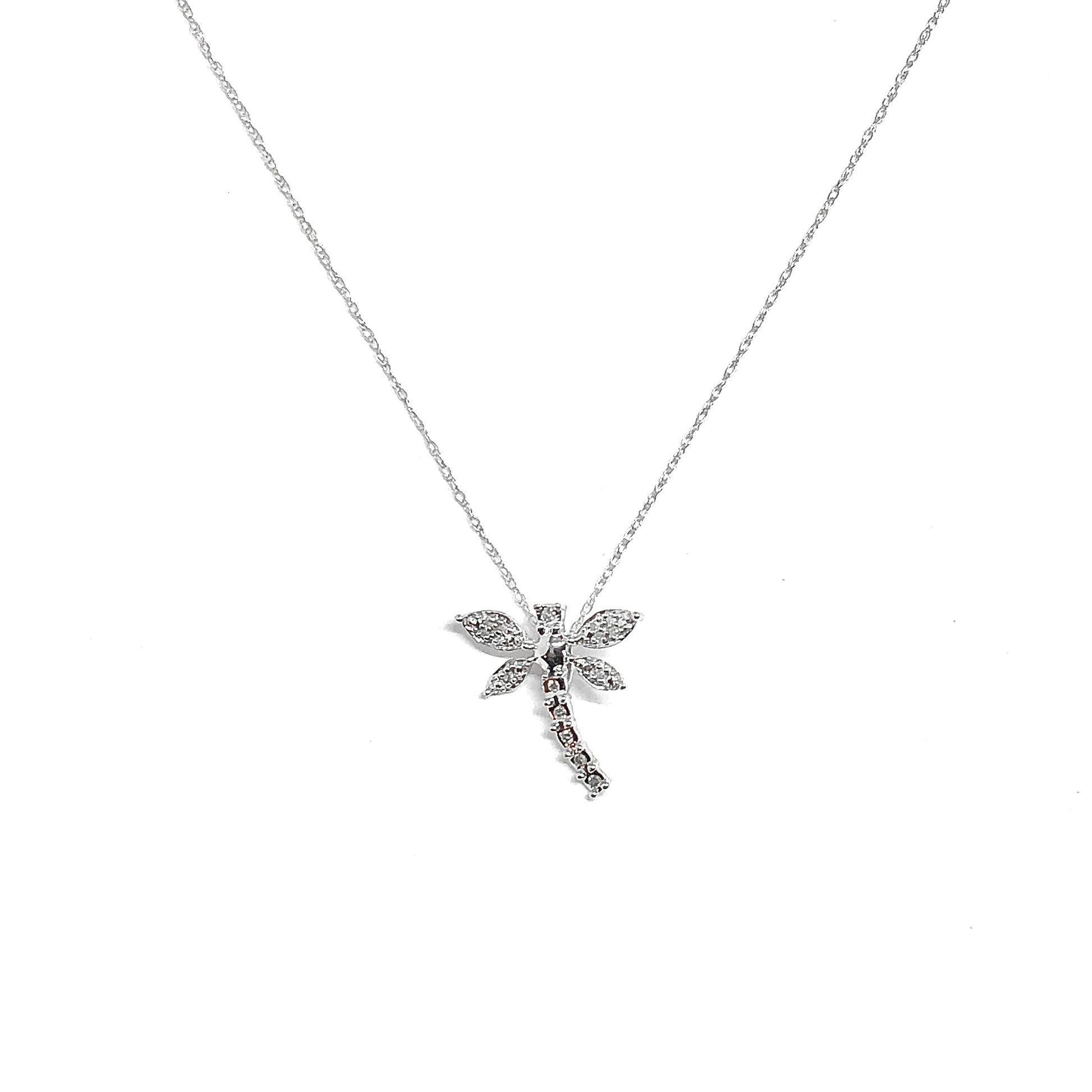 Diamond Dragonfly Pendant only 10k White Gold