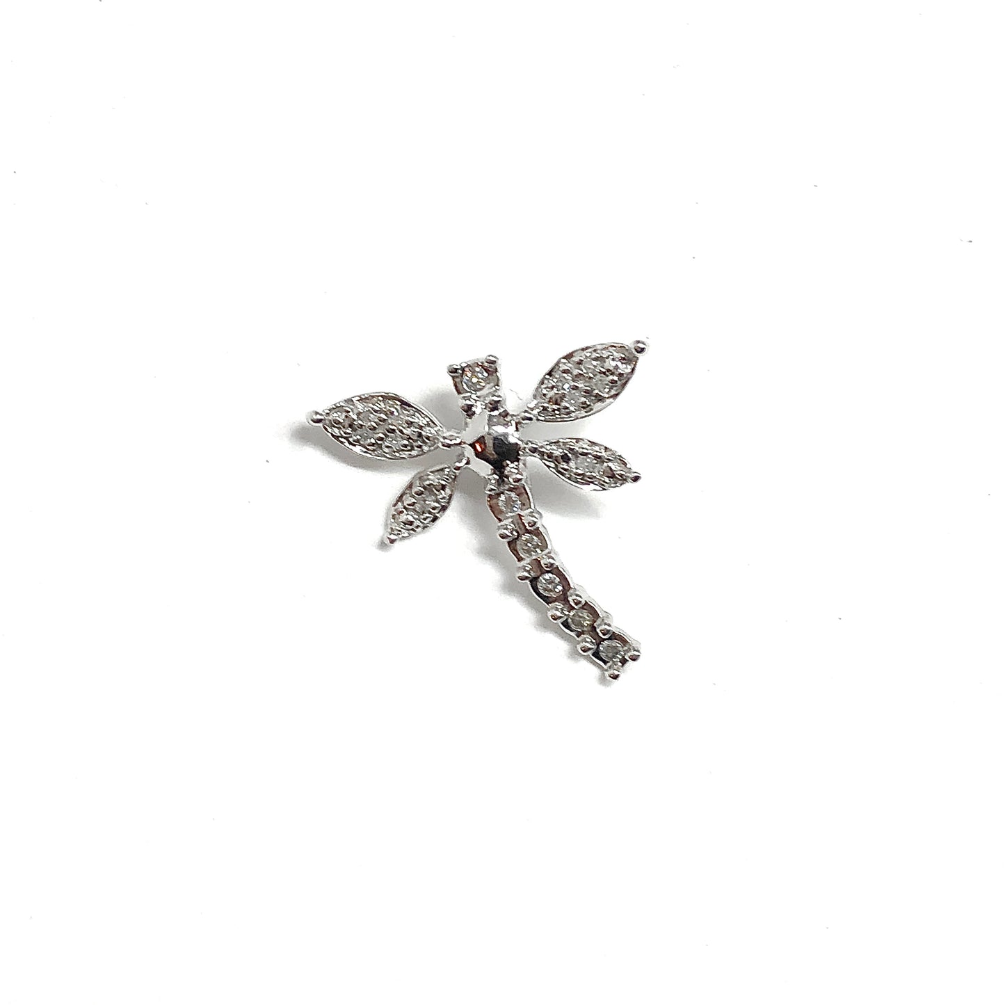 Diamond Dragonfly Charm 10k White Gold