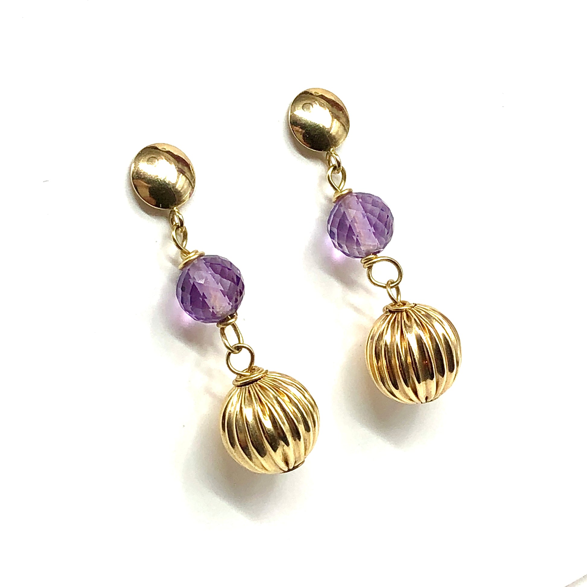 Eterna Gold 14k Gold Amethyst Dangle Earrings