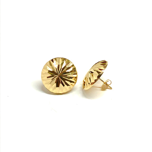 Estate Jewelry - Women's Starburst Round Button Style 14k Gold Earrings