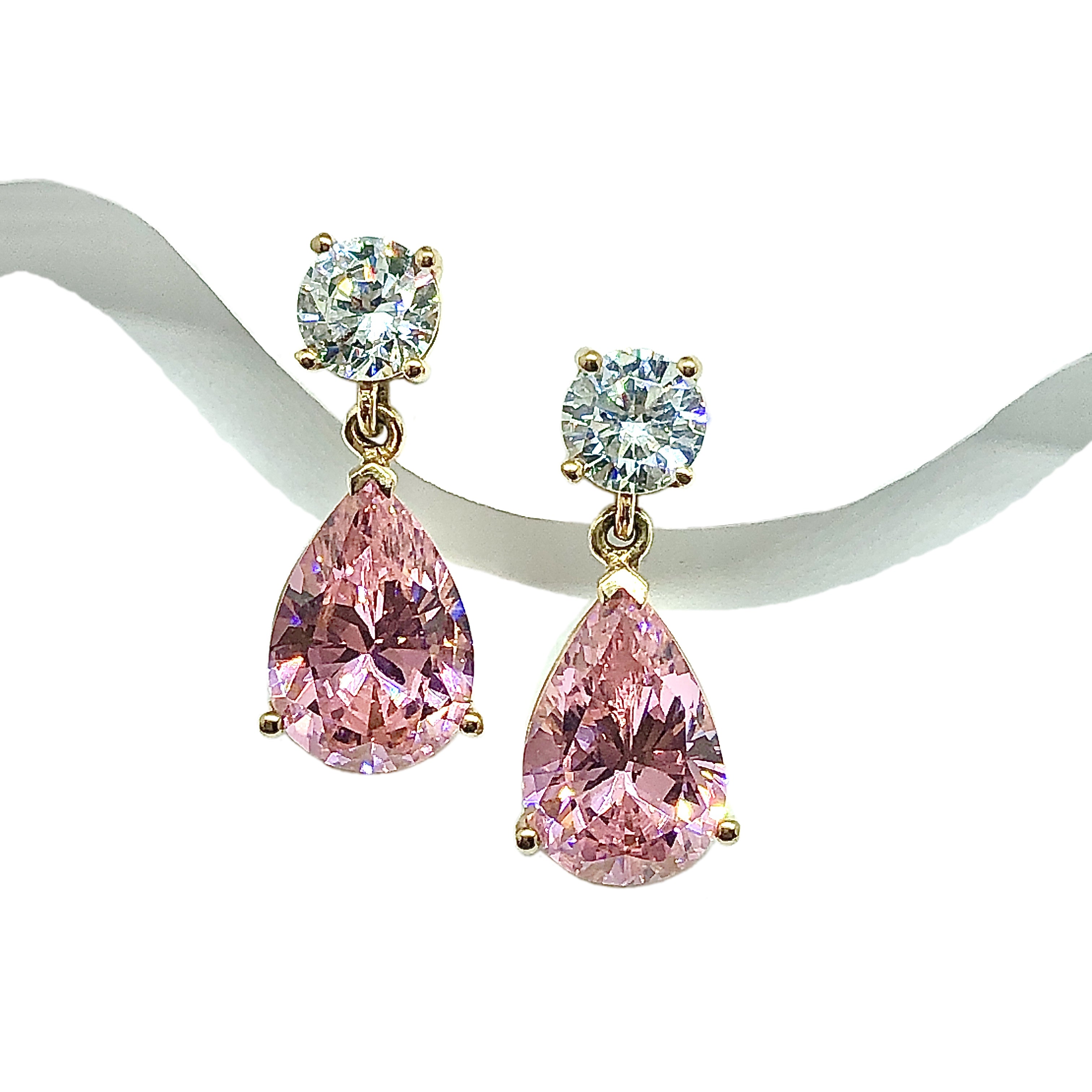 Jewelry Pre owned | Fancy Dangle Earrings | Pink Stone Earrings