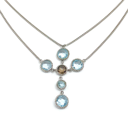 Jewelry, Blue Topaz Sterling Silver Cross Y Necklace