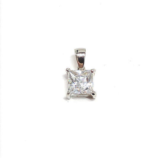 Princess cut Cubic Zirconia Sterling Silver Pendant