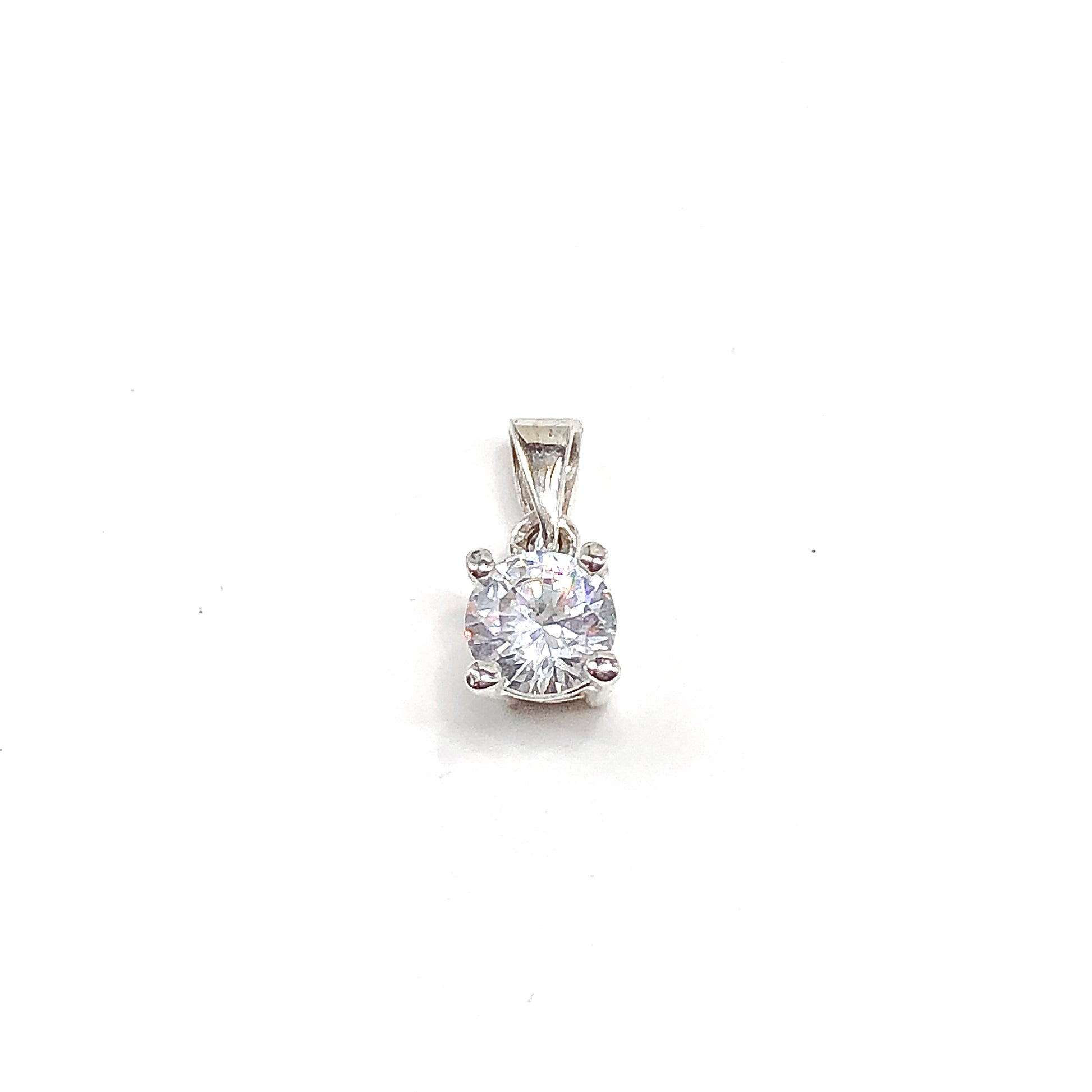 Sparkling Sterling Silver Colorless CZ Stone Pendant