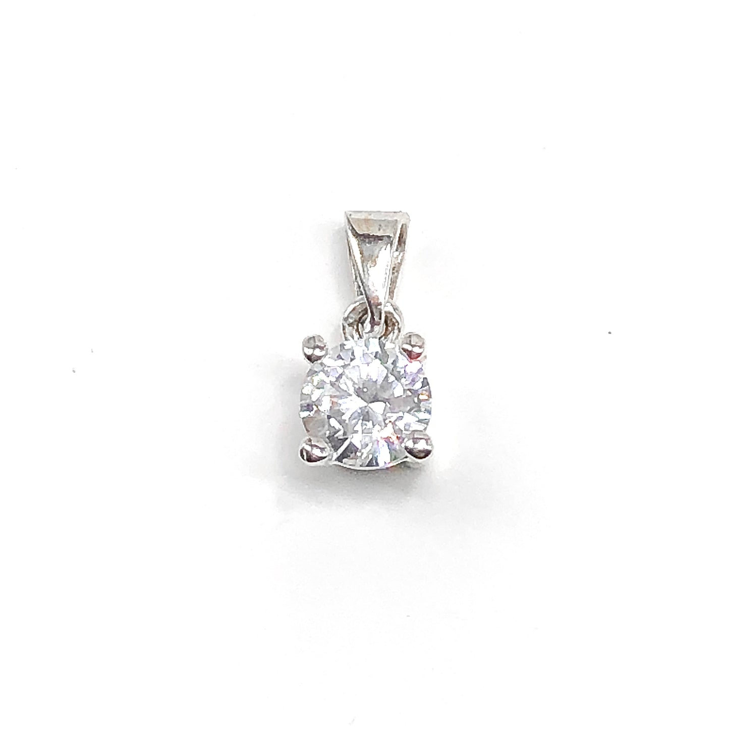 Minimalist Style Sterling Silver CZ Solitaire Pendant