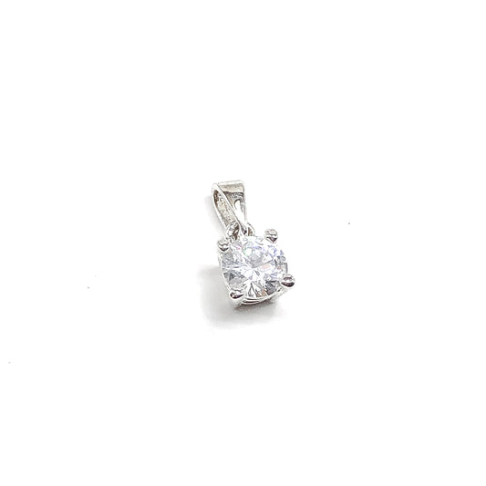Dainty Sterling Silver CZ Solitaire Pendant