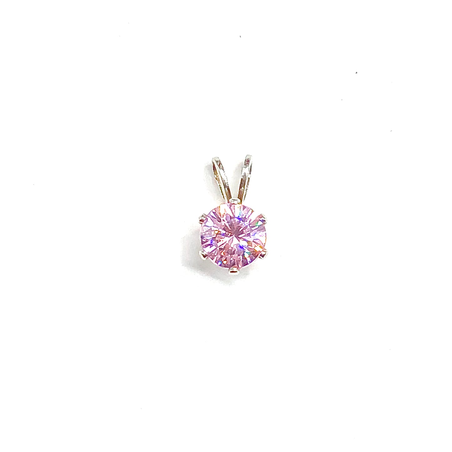 Vintage Jewelry 1990s Pink Zirconia Stone 925 Sterling Silver Pendant