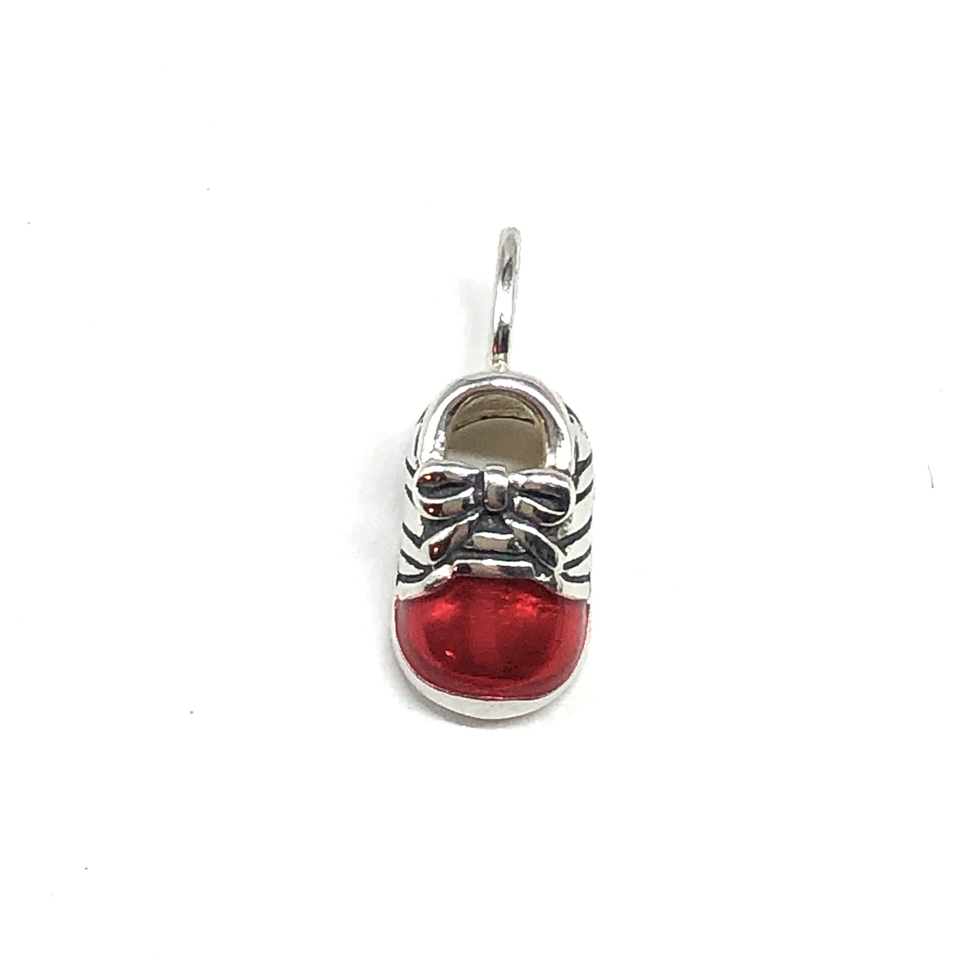 Jewelry Charm, Sterling Silver Shoe Glossy Red Sneaker Charm 