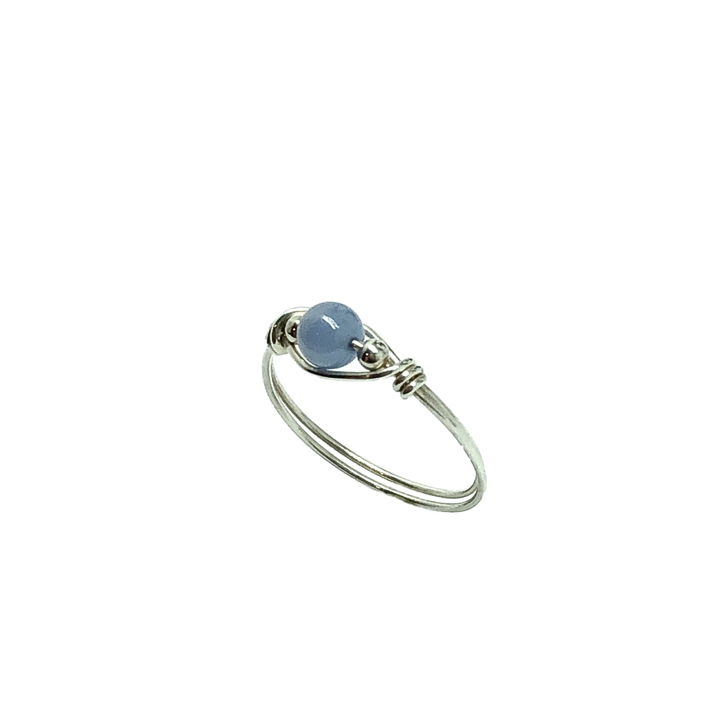 Sterling Silver Blue Chalcedony Stone Minimalist Style Stack Ring sz5